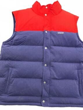 Patagonia BIVY Down Puffer Vest Red and Navy Blue MENS SIZE XL